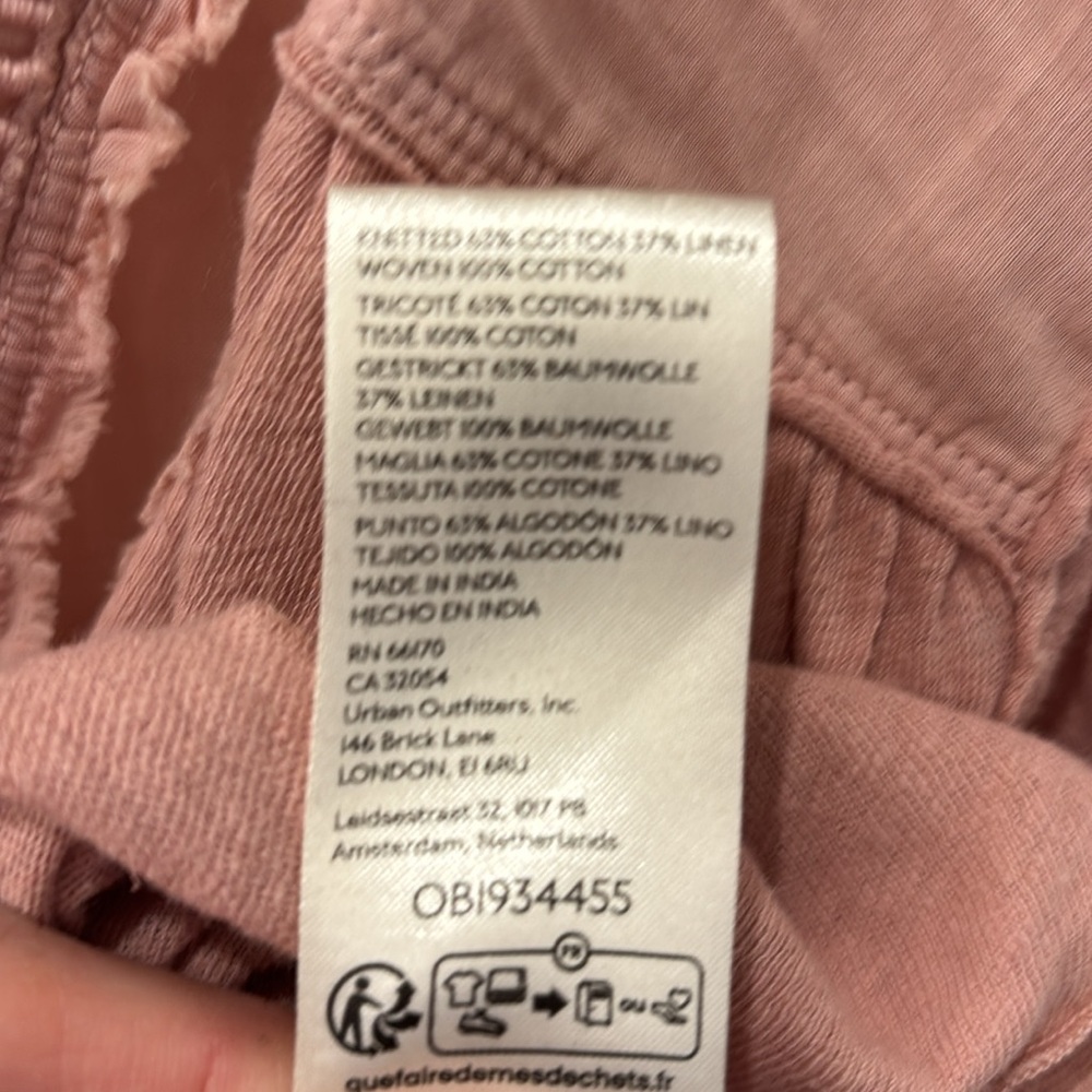 NWOT Free People We the Free linen blend mauve short sleeve button-up Top - S - Picture 5 of 5